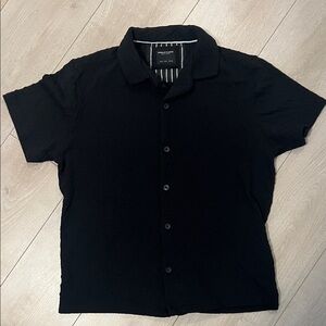 Denim & Flower Black Short-Sleeve Button Down Shirt